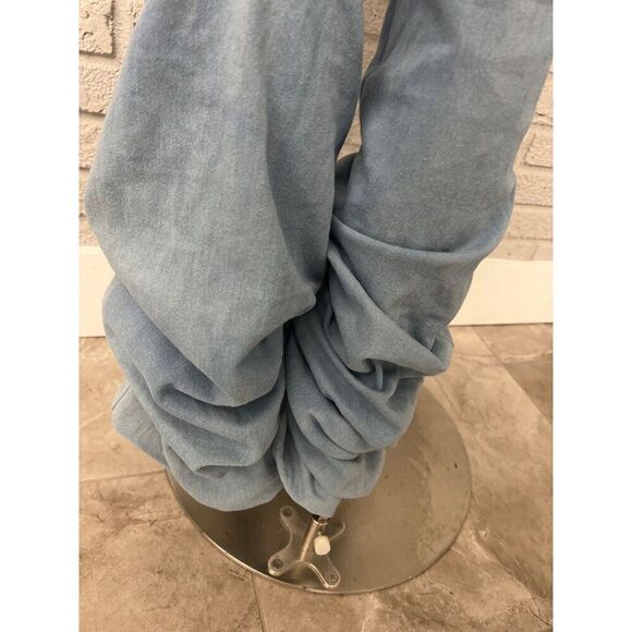 Women's Light Blue Ruched Leg Jeans - Picture 4 of 8